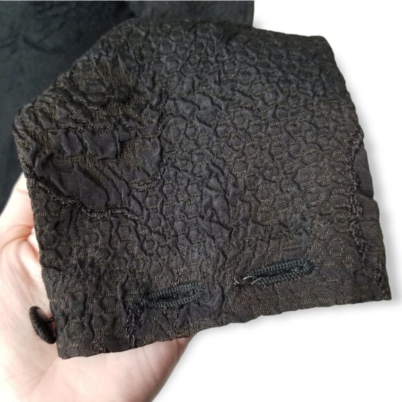 Vintage 80s Ann Taylor Black Textured Long Sleeve Midi Dress With Pointed Collar - Picture 5 of 13